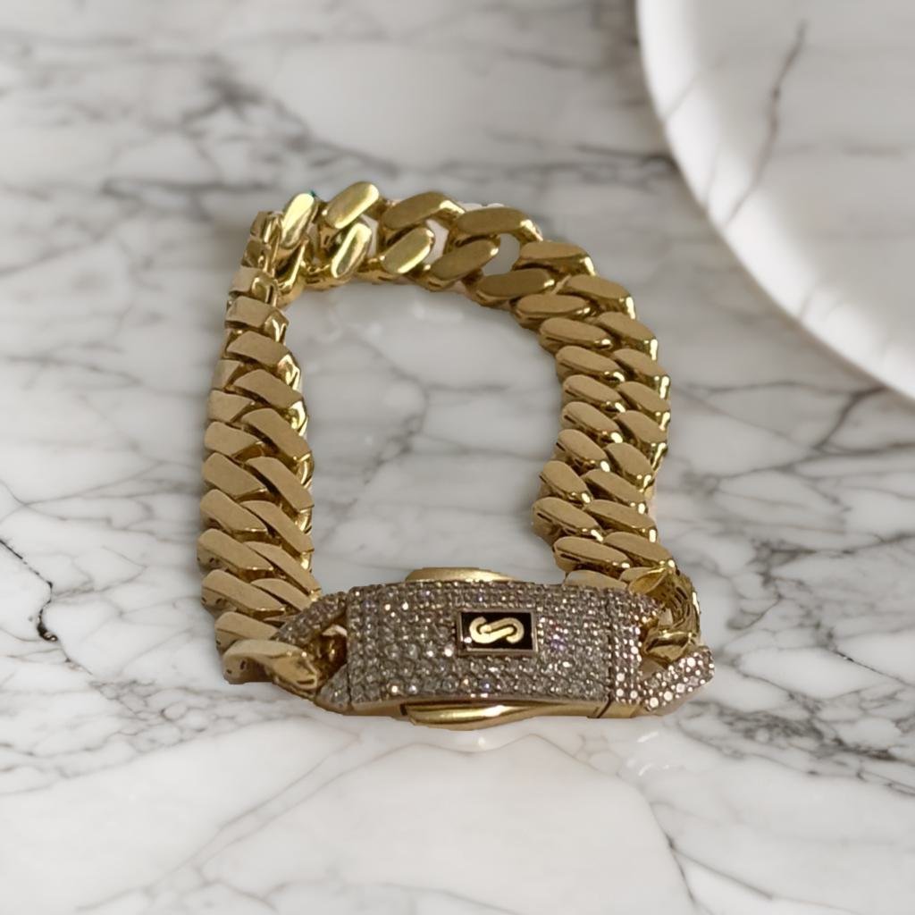 Pulso Mónaco – Cubana con broche de circonias (9.5 mm)